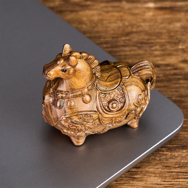 Buddha Stones "Hoping You Success and Good Luck" Mini Year of the Horse Lotus Ebony Linden Wood Green Sandalwood Decoration Includes Gift Message Card - image 14