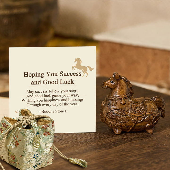 Buddha Stones "Hoping You Success and Good Luck" Mini Year of the Horse Lotus Ebony Linden Wood Green Sandalwood Decoration Includes Gift Message Card - Ebony 5.5*5*3.2cm - Deluxe Gift Bag (+$9.59) - image 17
