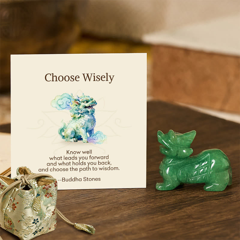 Buddha Stones "Choose Wisely" Natural Small PiXiu Green Aventurine Luck Decoration Includes Gift Message Card - PiXiu 3*4cm - Deluxe Gift Bag (+$9.59) - image 10