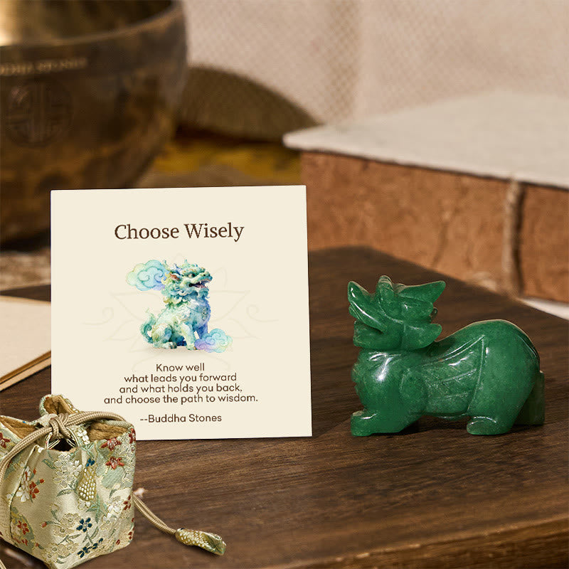 Buddha Stones "Choose Wisely" Natural Small PiXiu Green Aventurine Luck Decoration Includes Gift Message Card - PiXiu 4*5cm - Deluxe Gift Bag (+$9.59) - image 18
