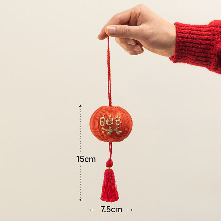 Buddha Stones Year Of The Horse Red String Fu Character Embroidery Strength Hanging Decoration - Happy Character(Size: 15*7.5cm) - image 11