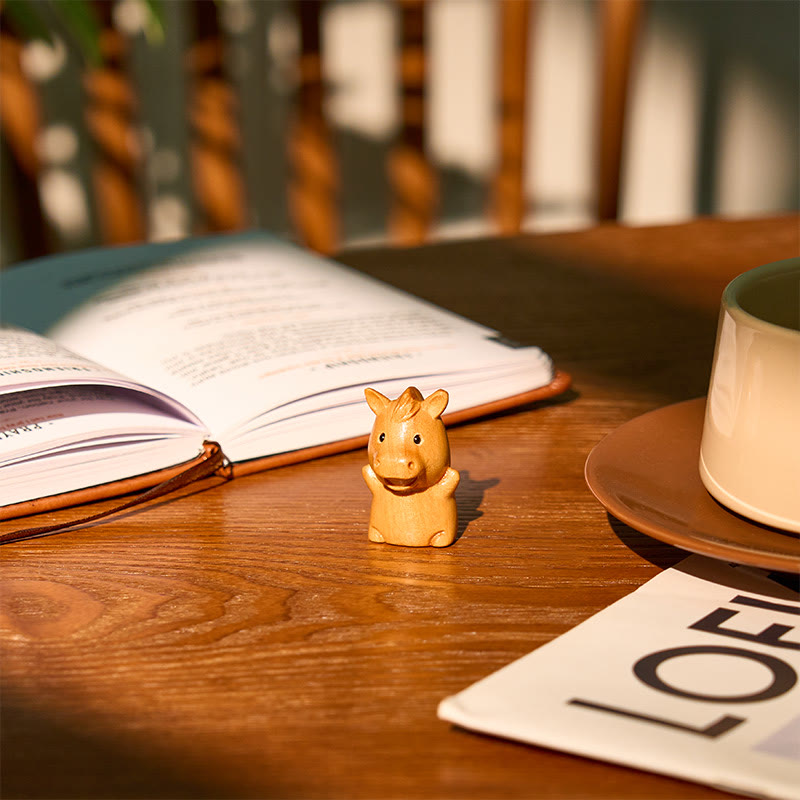 Buddha Stones "Hoping You Success and Good Luck" Mini Year of the Horse Linden Wood Prosperity Decoration Includes Gift Message Card - image 5