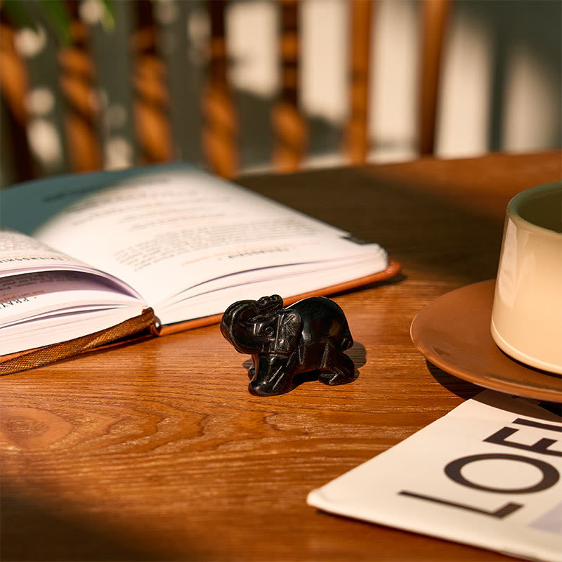 Buddha Stones ''May Blessings Walk With You'' Natural Small Elephant Amazonite Amethyst Jade Black Obsidian Stone Decoration Includes Gift Message Card - image 35