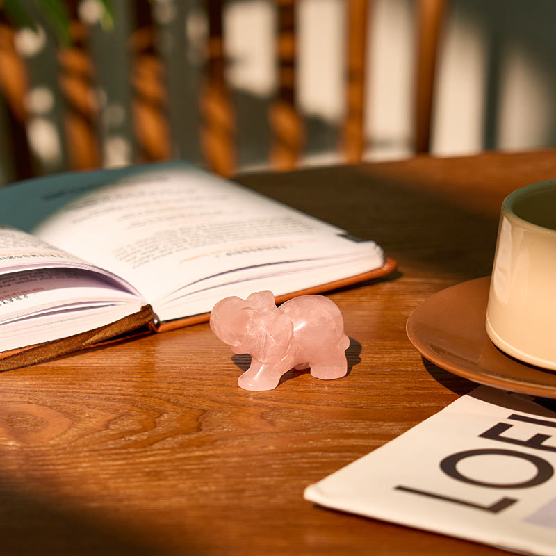 Buddha Stones ''May Blessings Walk With You'' Natural Small Elephant Amazonite Amethyst Jade Black Obsidian Stone Decoration Includes Gift Message Card - image 44