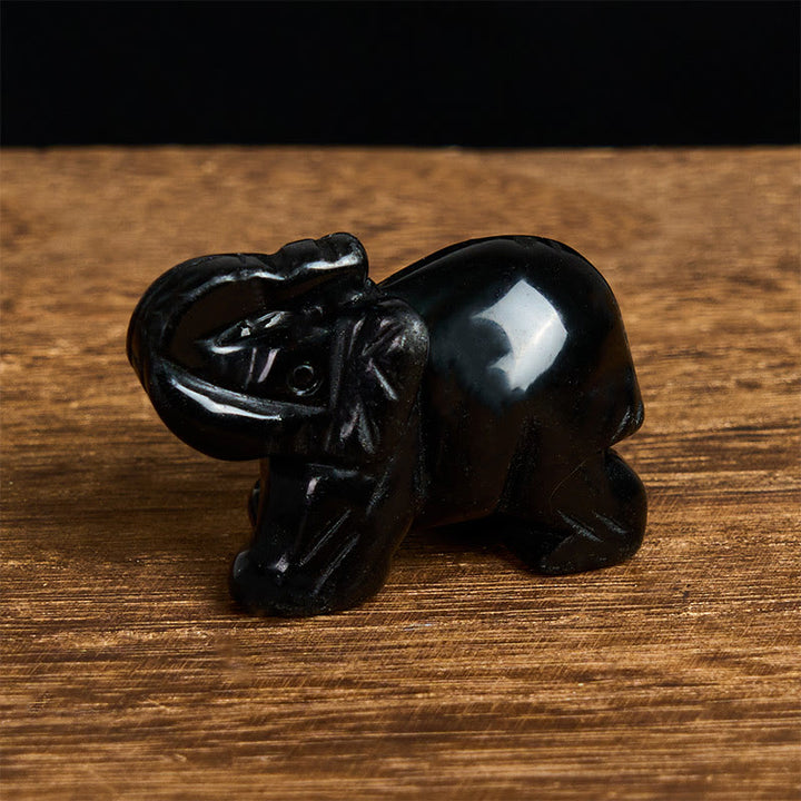 Buddha Stones ''May Blessings Walk With You'' Natural Small Elephant Amazonite Amethyst Jade Black Obsidian Stone Decoration Includes Gift Message Card - image 32