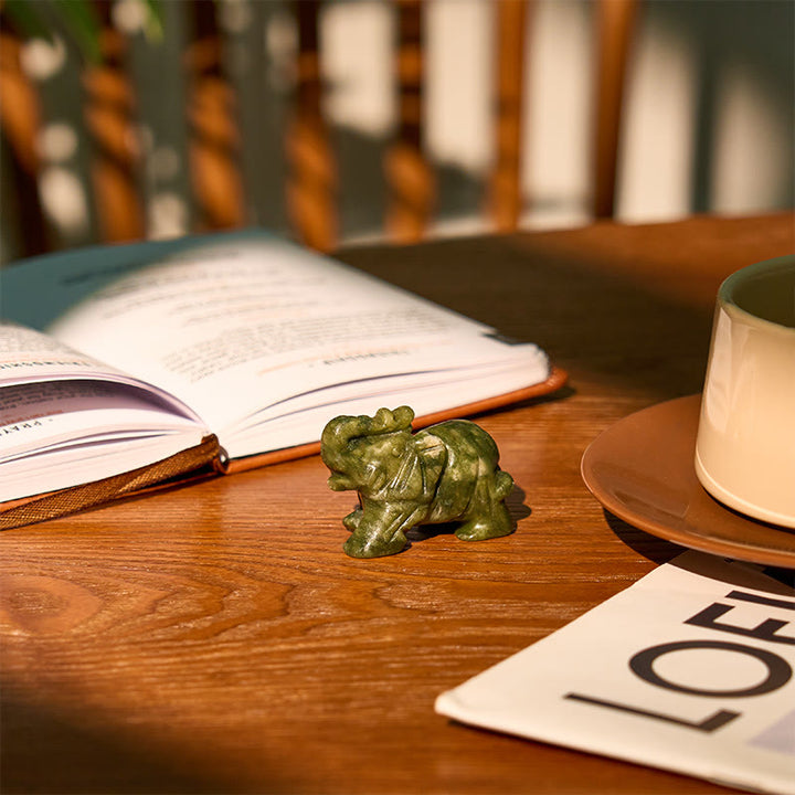 Buddha Stones ''May Blessings Walk With You'' Natural Small Elephant Amazonite Amethyst Jade Black Obsidian Stone Decoration Includes Gift Message Card - image 26