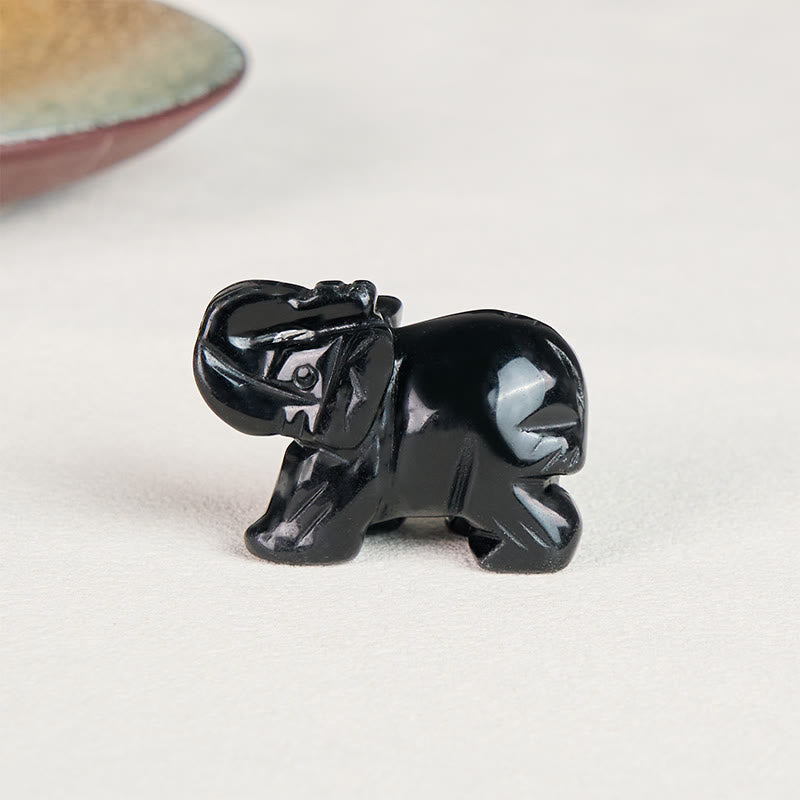 Buddha Stones ''May Blessings Walk With You'' Natural Small Elephant Amazonite Amethyst Jade Black Obsidian Stone Decoration Includes Gift Message Card - image 30