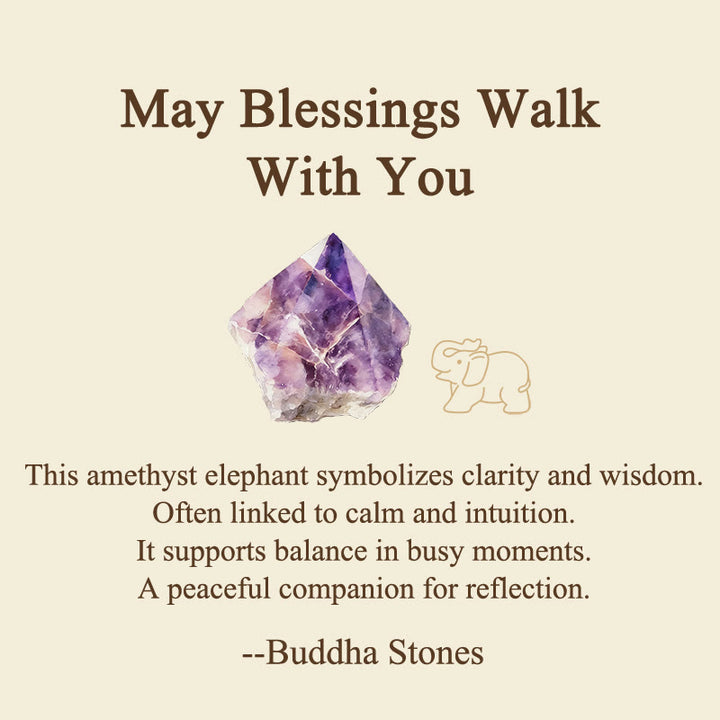 Buddha Stones ''May Blessings Walk With You'' Natural Small Elephant Amazonite Amethyst Jade Black Obsidian Stone Decoration Includes Gift Message Card - image 13