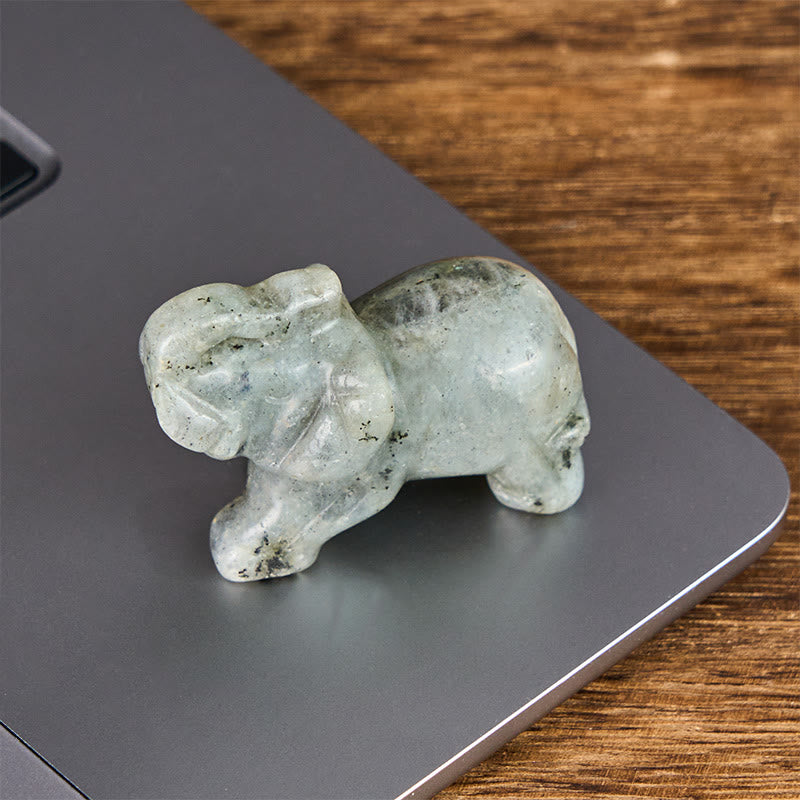 Buddha Stones ''May Blessings Walk With You'' Natural Small Elephant Amazonite Amethyst Jade Black Obsidian Stone Decoration Includes Gift Message Card - image 78