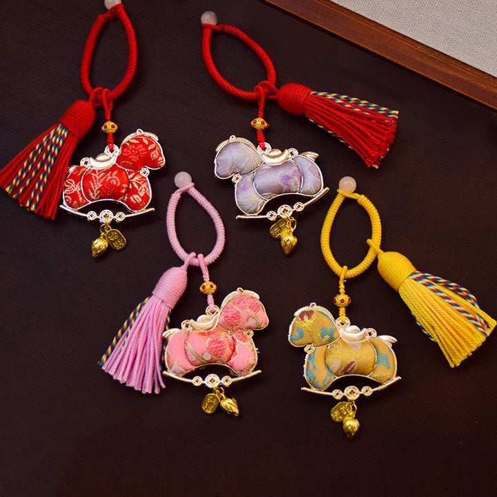 Buddha Stones Year Of The Horse Embroidery Red String Key Chain - image 9