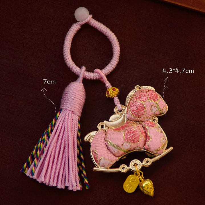 Buddha Stones Year Of The Horse Embroidery Red String Key Chain - image 4