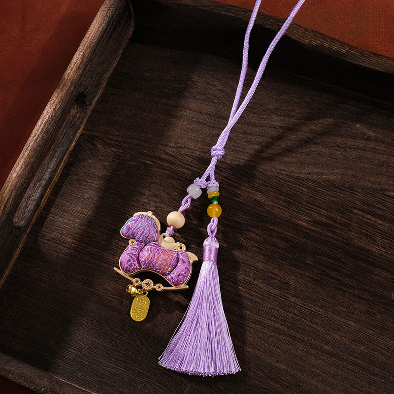 Buddha Stones Year Of The Horse Red String Embroidery Connection Hanging Decoration - Purple Long Rope Horse - image 16