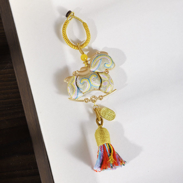 Buddha Stones Year Of The Horse Red String Embroidery Connection Hanging Decoration - Golden Horse - image 8