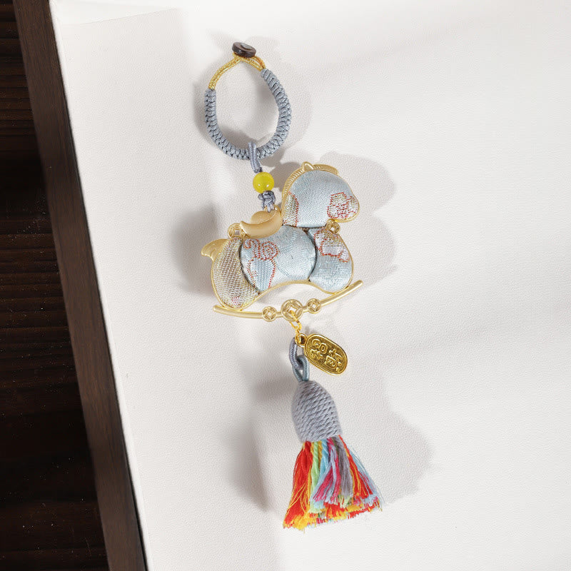 Buddha Stones Year Of The Horse Red String Embroidery Connection Hanging Decoration - Silvery Horse - image 10