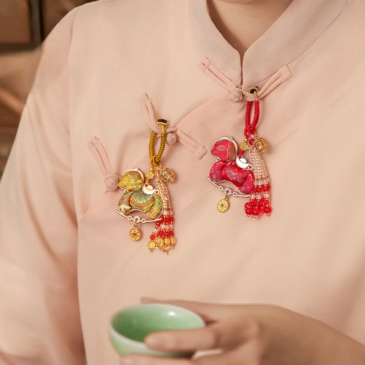 Buddha Stones Year Of The Horse Embroidery Prosperity Key Chain - image 11