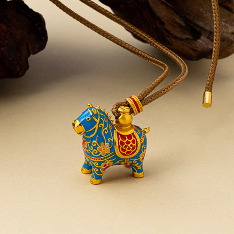 Buddha Stones Year Of The Horse Copper Wealth Necklace Pendants - image 0