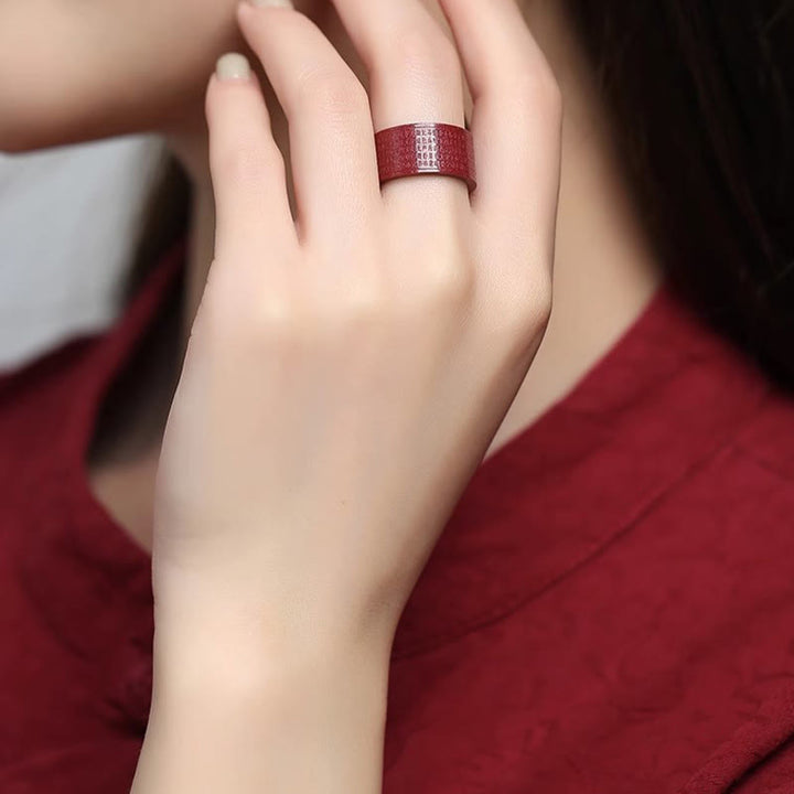 Buddha Stones Cinnabar Om Mani Padme Hum Heart Sutra Blessing Ring - image 9