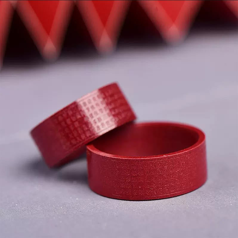 Buddha Stones Cinnabar Om Mani Padme Hum Heart Sutra Blessing Ring - image 12