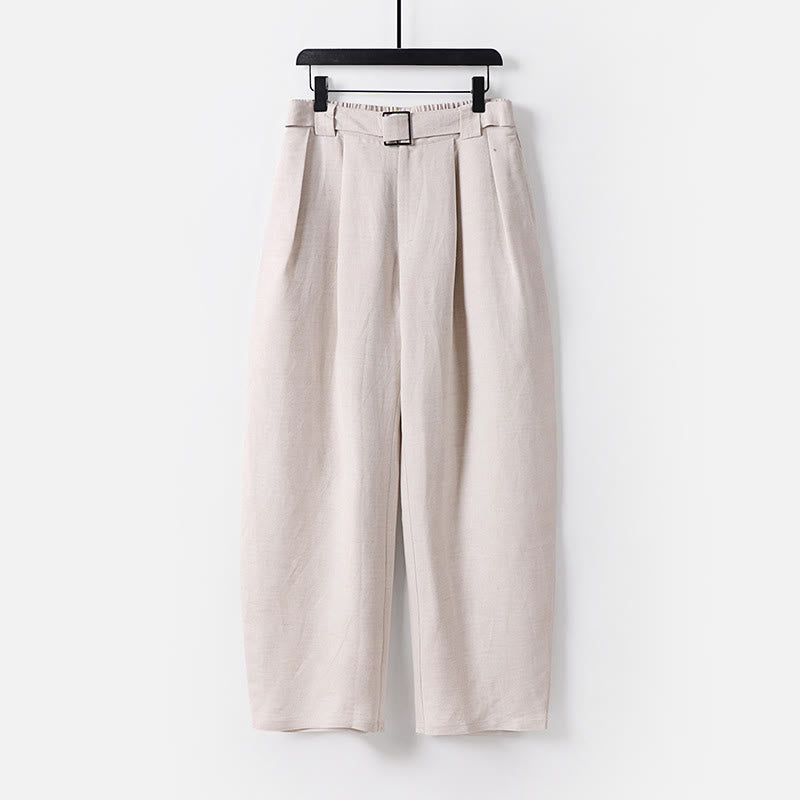 Buddha Stones Summer Zipper Elastic Waist Design Men's Cotton Linen Wide Leg Pants With Pockets - Linen - US/UK/AU54，EU64 (9XL) - image 0