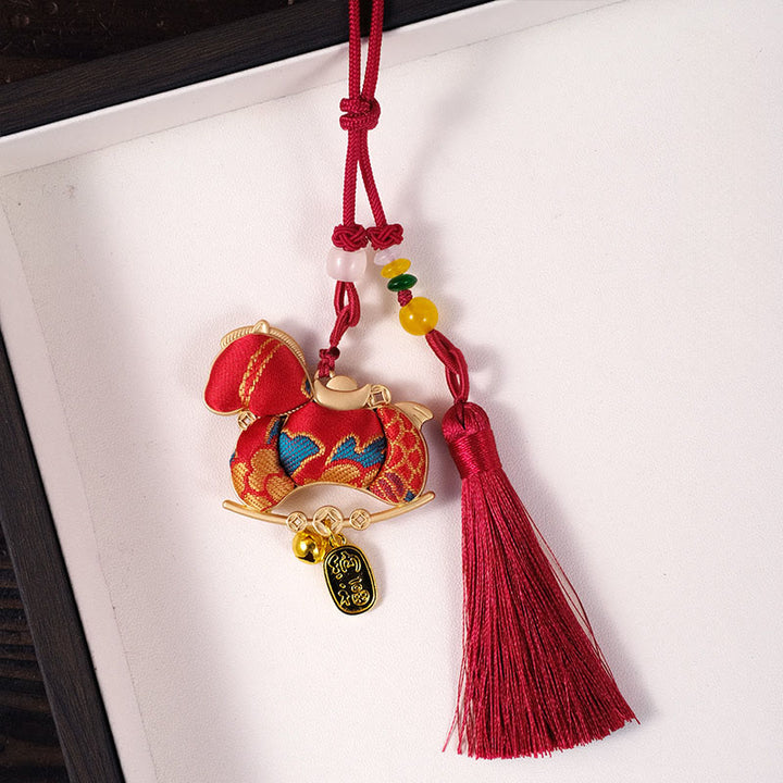 Buddha Stones Year Of The Horse Red String Embroidery Connection Hanging Decoration - Red Nafu Long Rope Horse - image 17