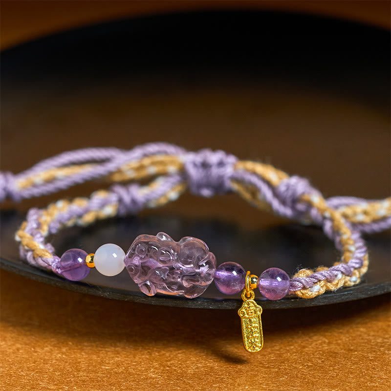 Buddha Stones Amethyst Pixiu Balance Lucky Bracelet - image 3