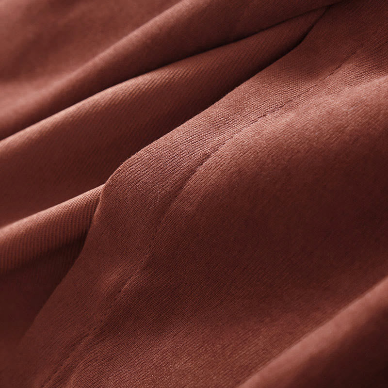 Buddha Stones Fall Solid Color Buttons Down Lace-up Design Long Sleeve Midi Dress With Pockets - image 9