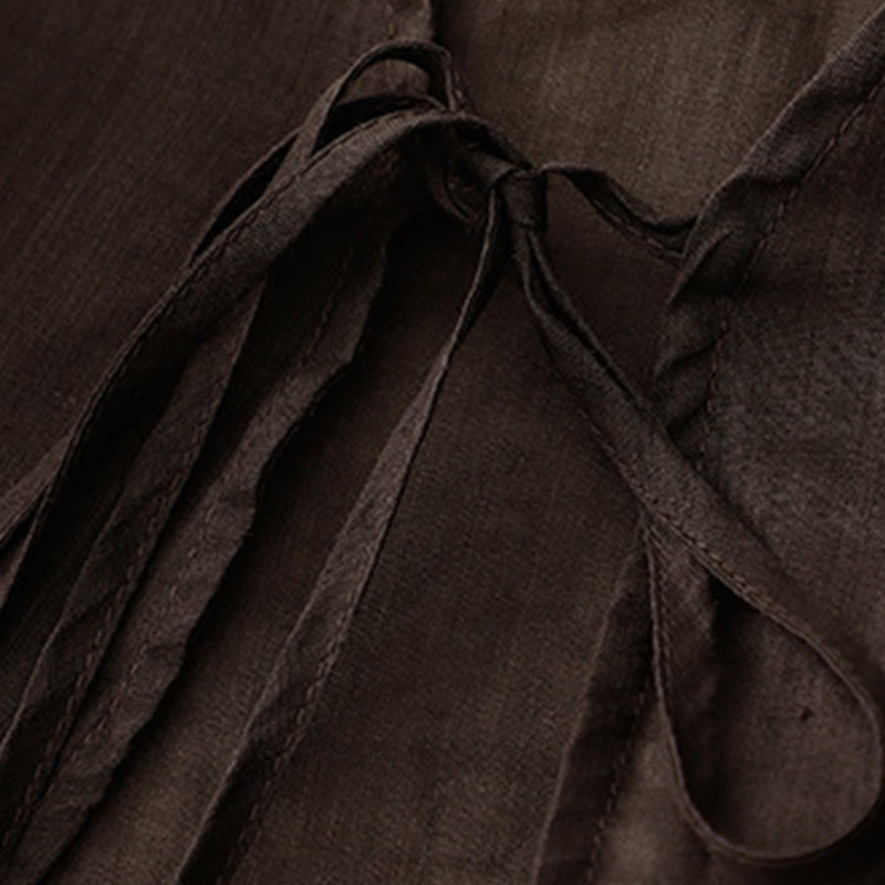 Buddha Stones Summer Plain Long Sleeve Lace-up Open Front Women's Kimono - image 16