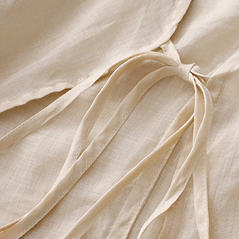 Buddha Stones Summer Plain Long Sleeve Lace-up Open Front Women's Kimono - image 9