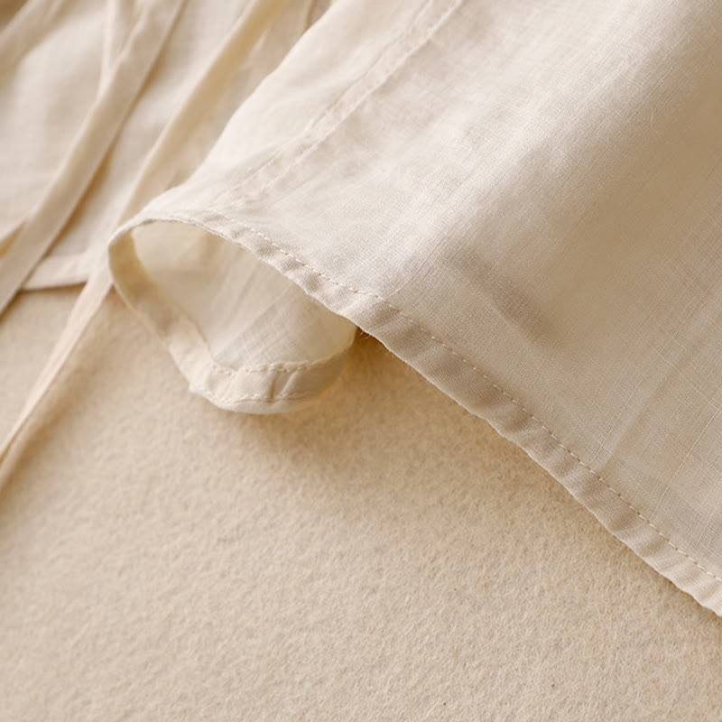 Buddha Stones Summer Plain Long Sleeve Lace-up Open Front Women's Kimono - image 10