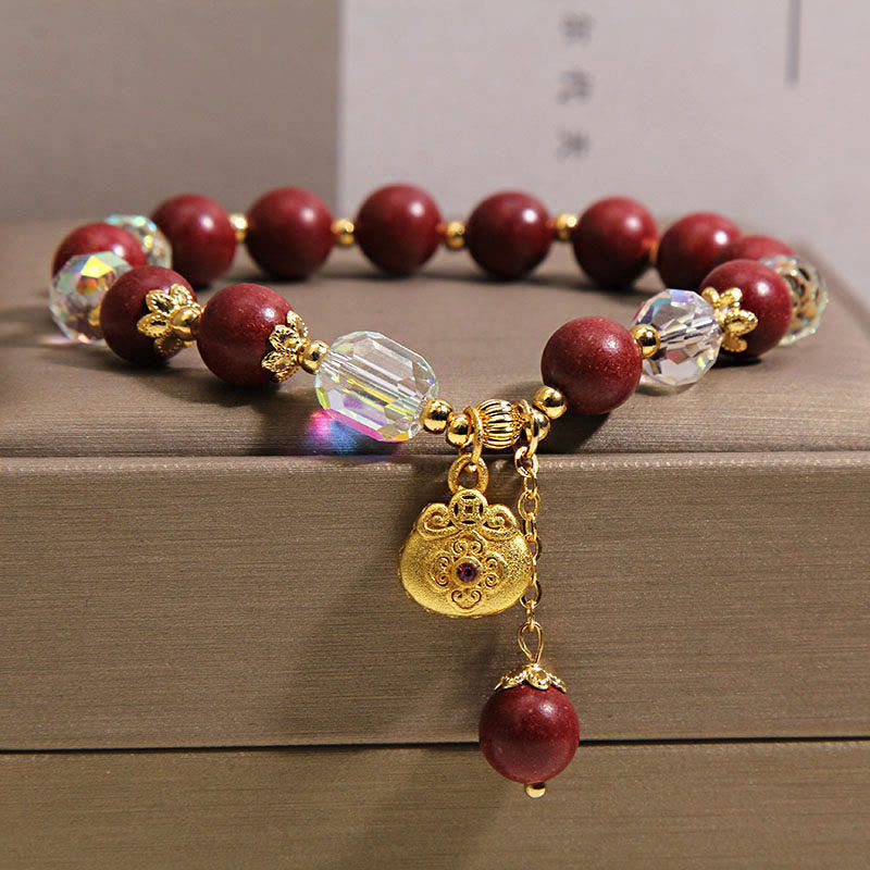 Buddha Stones Sandalwood Lucky Bag Charm Healing Bracelet - image 5