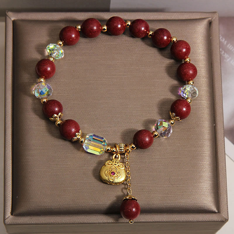 Buddha Stones Sandalwood Lucky Bag Charm Healing Bracelet - image 1