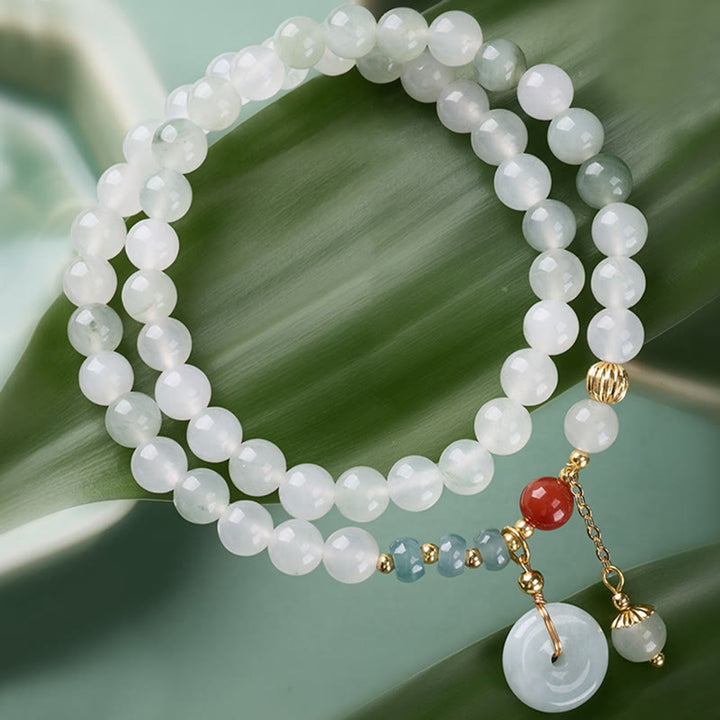 Buddha Stones Jade Peace Buckle Luck Abundance Double Wrap Bracelet - Jade Peace Buckle (Wrist Circumference: 15-16cm) - image 0