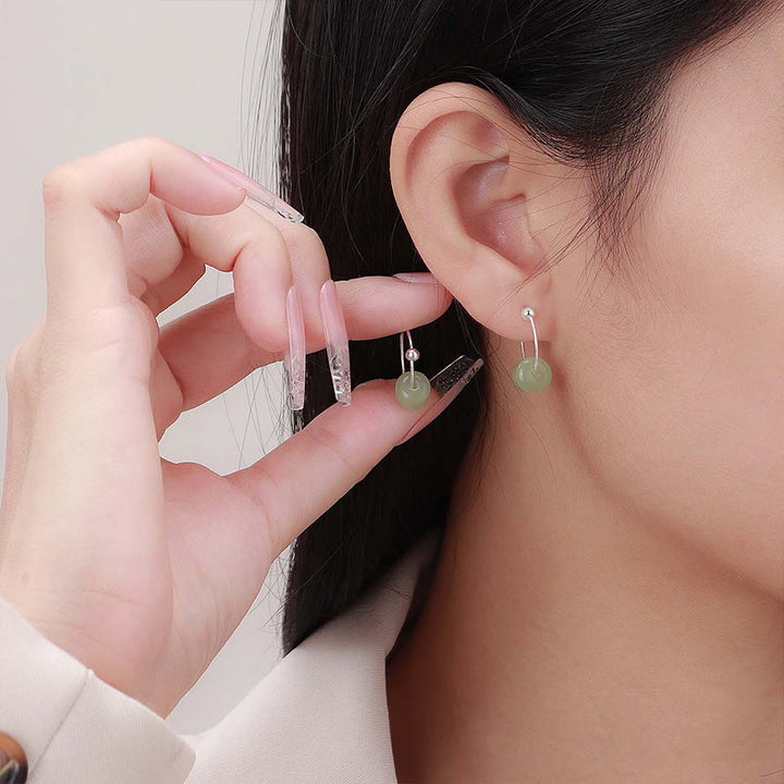 Buddha Stones 925 Sterling Silver Hetian Jade Prosperity Earrings  - image 11