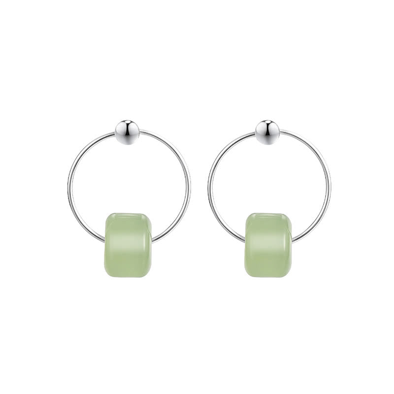 Buddha Stones 925 Sterling Silver Hetian Jade Prosperity Earrings  - image 9