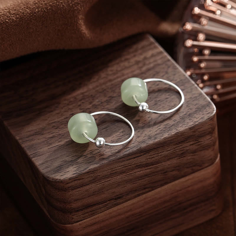 Buddha Stones 925 Sterling Silver Hetian Jade Prosperity Earrings  - image 8