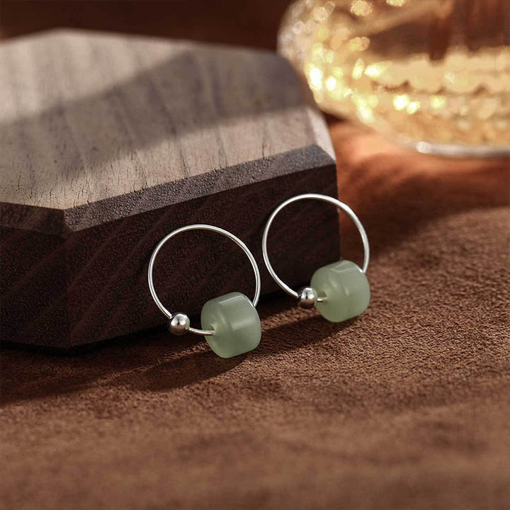 Buddha Stones 925 Sterling Silver Hetian Jade Prosperity Earrings  - Hetian Jade(925 Sterling Silver Posts) - image 0