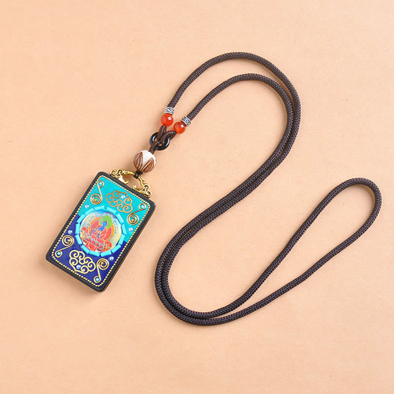 Buddha Stones Medicine Buddha Ebony Wood Peace Necklace Pendant - image 1