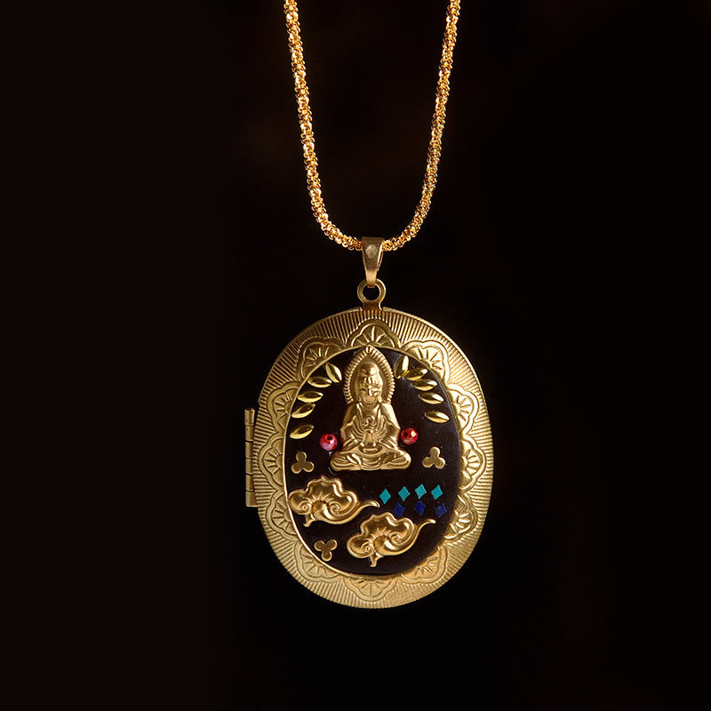 Buddha Stones Copper Kwan Yin Avalokitesvara Zakiram Wealth Pendant Necklace - Avalokitesvara Chain(Necklace Length:60cm) - image 25