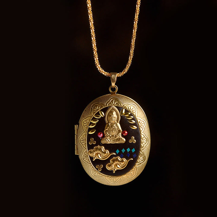 Buddha Stones Copper Kwan Yin Avalokitesvara Zakiram Wealth Pendant Necklace - Avalokitesvara Chain(Necklace Length:60cm) - image 25