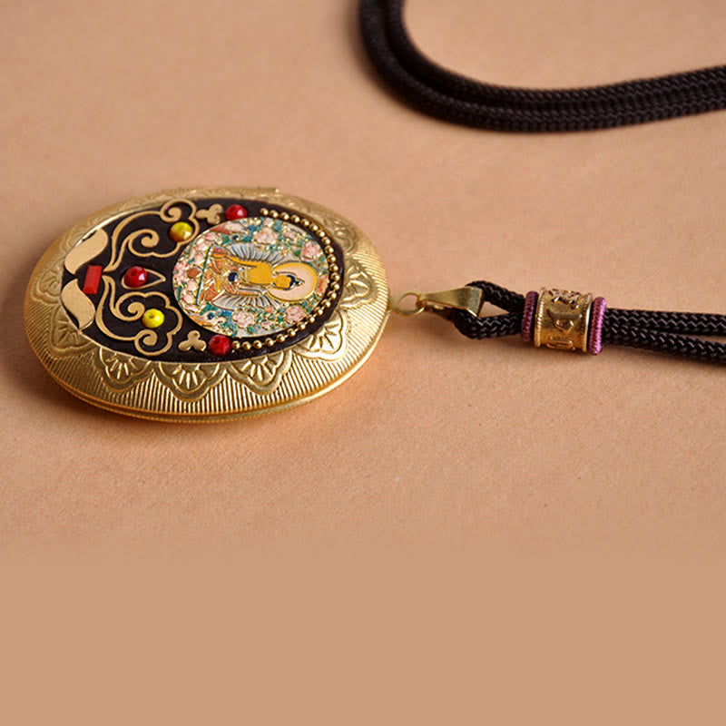 Buddha Stones Copper Kwan Yin Avalokitesvara Zakiram Wealth Pendant Necklace - image 8