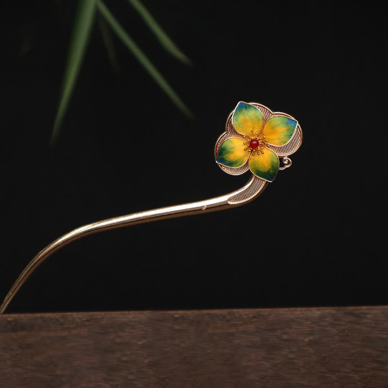 Buddha Stones Red Agate Turquoise Bead Calm Confidence Velvet Flower Tassel Hairpin - Velvet Flower - image 3