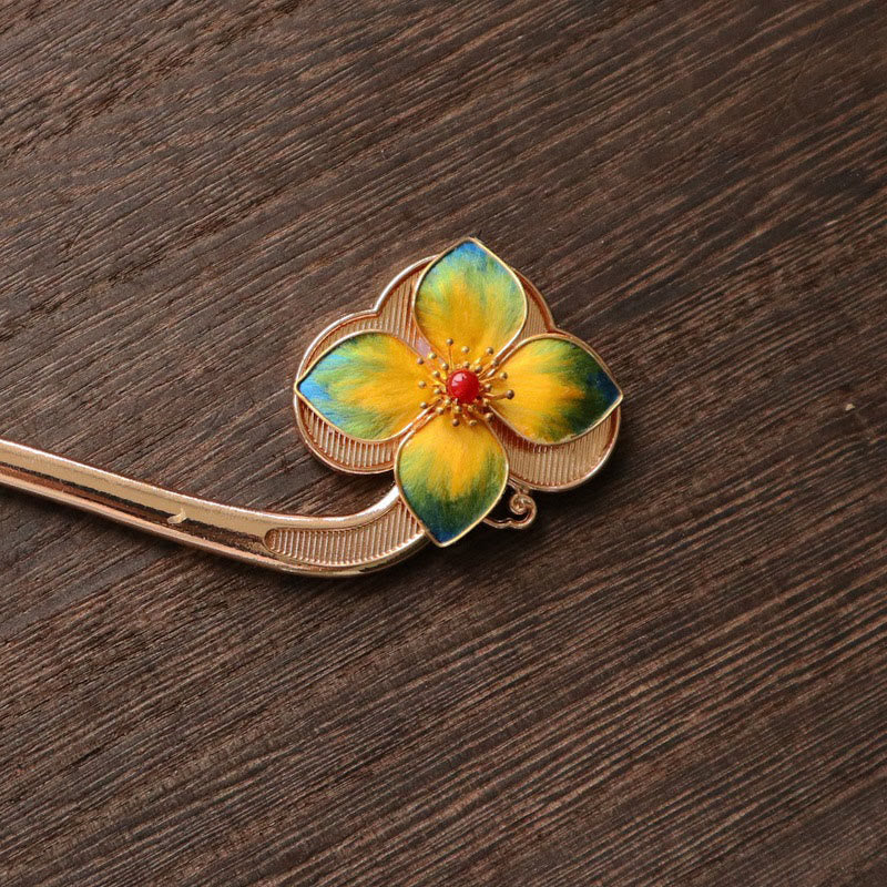 Buddha Stones Red Agate Turquoise Bead Calm Confidence Velvet Flower Tassel Hairpin - image 4