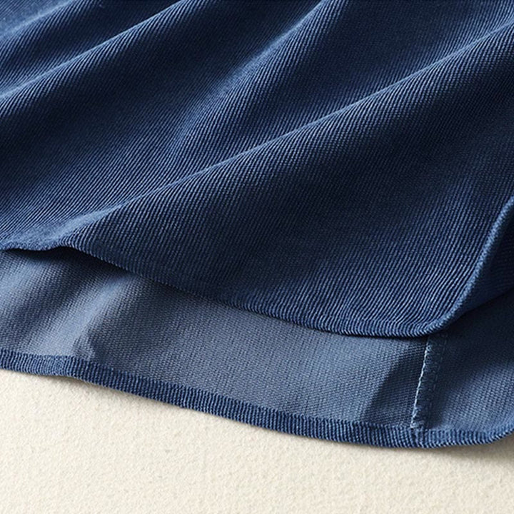 Buddha Stones Spring Retro DarkBlue Plain Sleeveless Midi Dress With Pockets - image 8