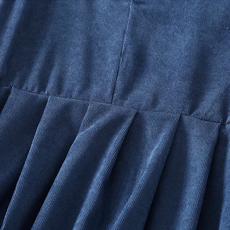 Buddha Stones Spring Retro DarkBlue Plain Sleeveless Midi Dress With Pockets - image 5