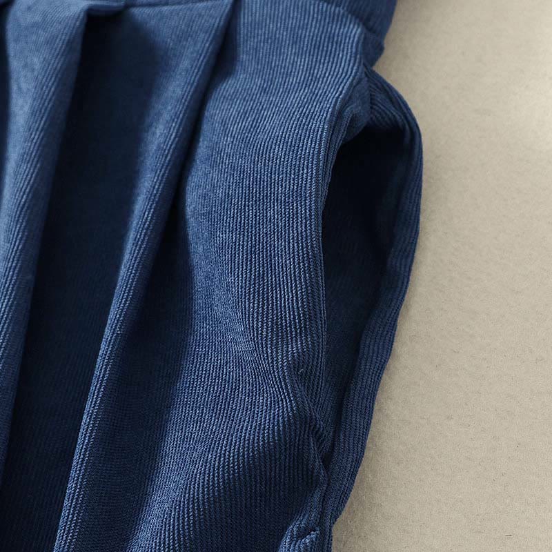 Buddha Stones Spring Retro DarkBlue Plain Sleeveless Midi Dress With Pockets - image 6