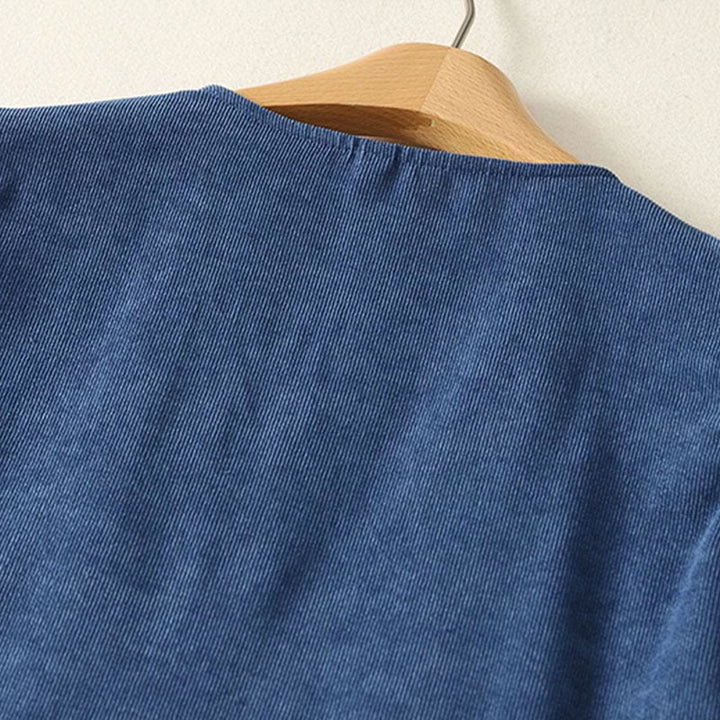 Buddha Stones Spring Retro DarkBlue Plain Sleeveless Midi Dress With Pockets - image 3