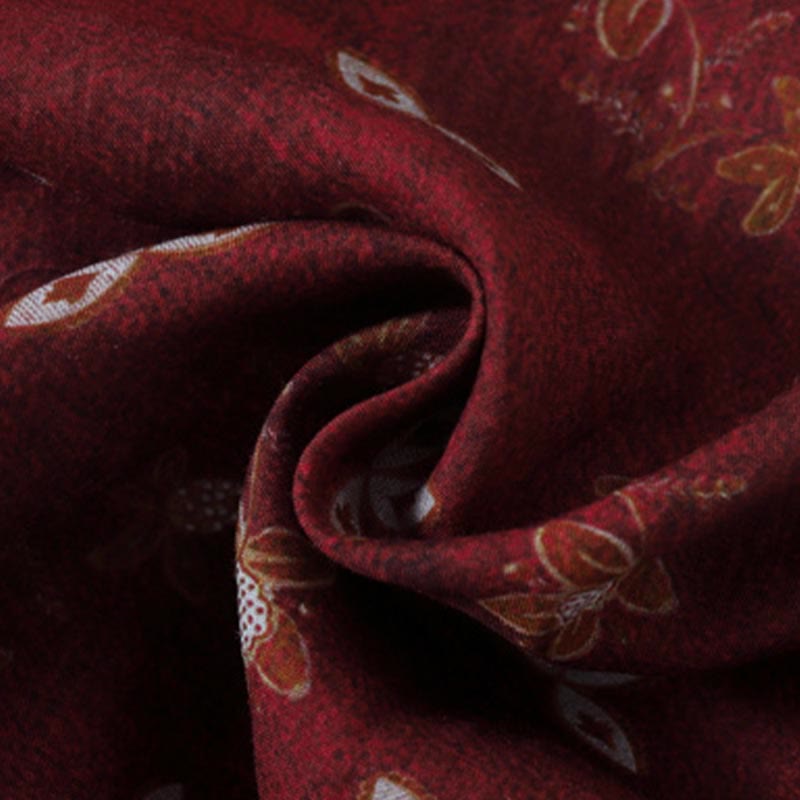 Buddha Stones Summer Printing Floral Button Lace-Up Design Half Sleeve Midi Dress With Pockets - image 8