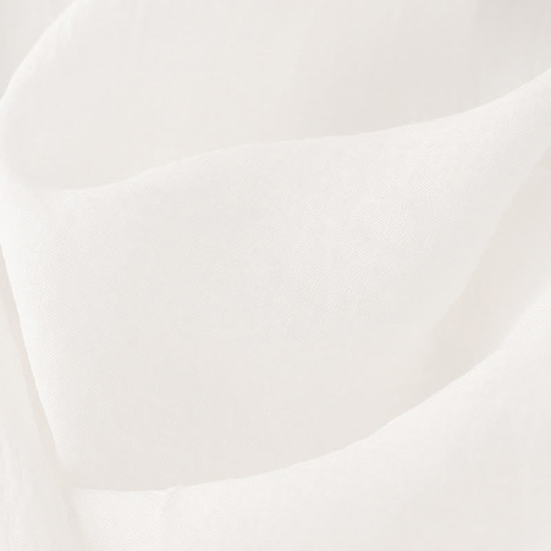 Buddha Stones Commute Solid Color Embroidery Double Layer Crew Neck Long Sleeve Cotton Midi Dress - image 8