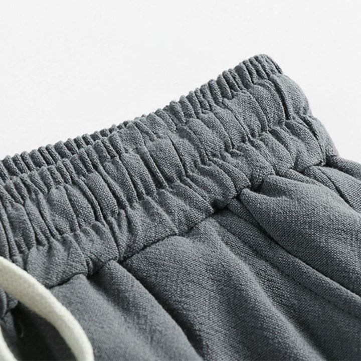 Buddha Stones Summer Drawstring Elastic Waist Frog-Button Ankle-Length Men's Cotton Linen Pants With Pockets - image 4