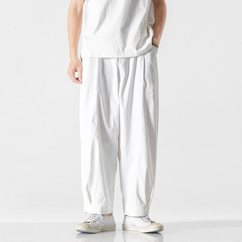 Buddha Stones Summer Solid Drawstring Ankle-Length Men's Cargo Harem Pants With Pockets - White - US/UK/AU46，EU56 (5XL) - image 24